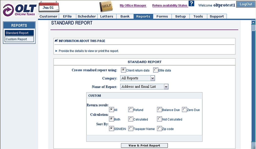 OLT PRO Reporting Utility Screenshot